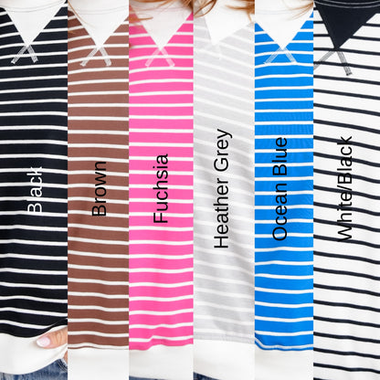 Door Buster! Zenana Striped Long Sleeve Pullover