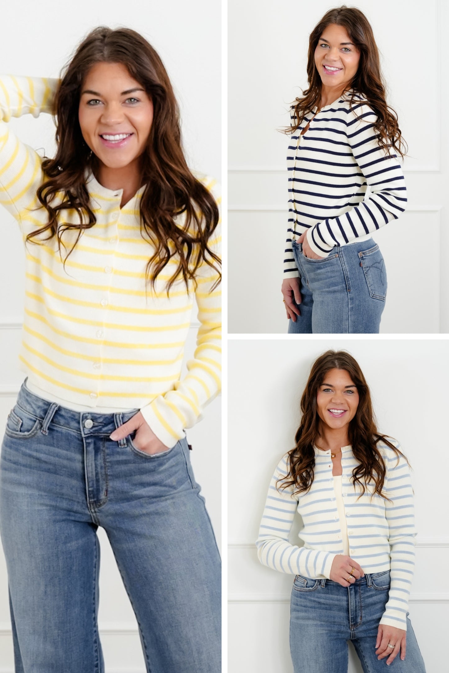 Striped Long Sleeve Button Down Cardigan