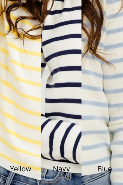 Striped Long Sleeve Button Down Cardigan
