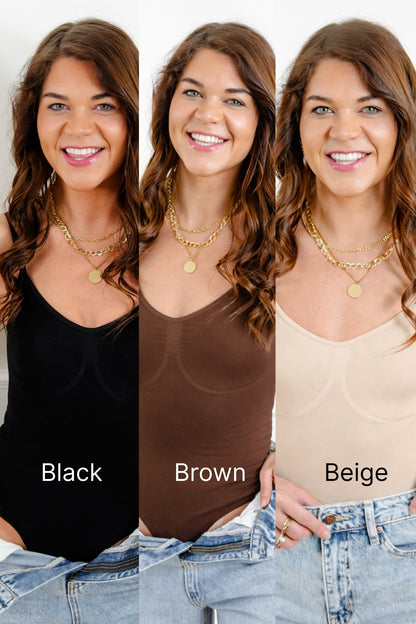 Plus/Reg Solid Sleeveless Seamless Bodysuit *Final Sale*