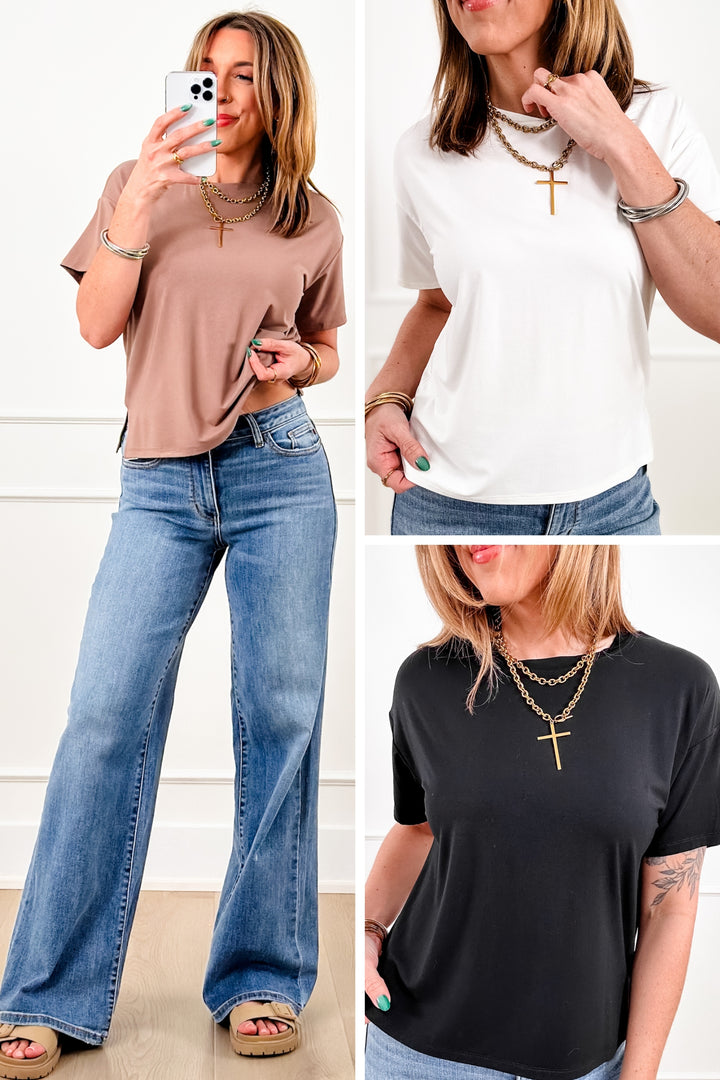 Solid Short Sleeve Crewneck Top