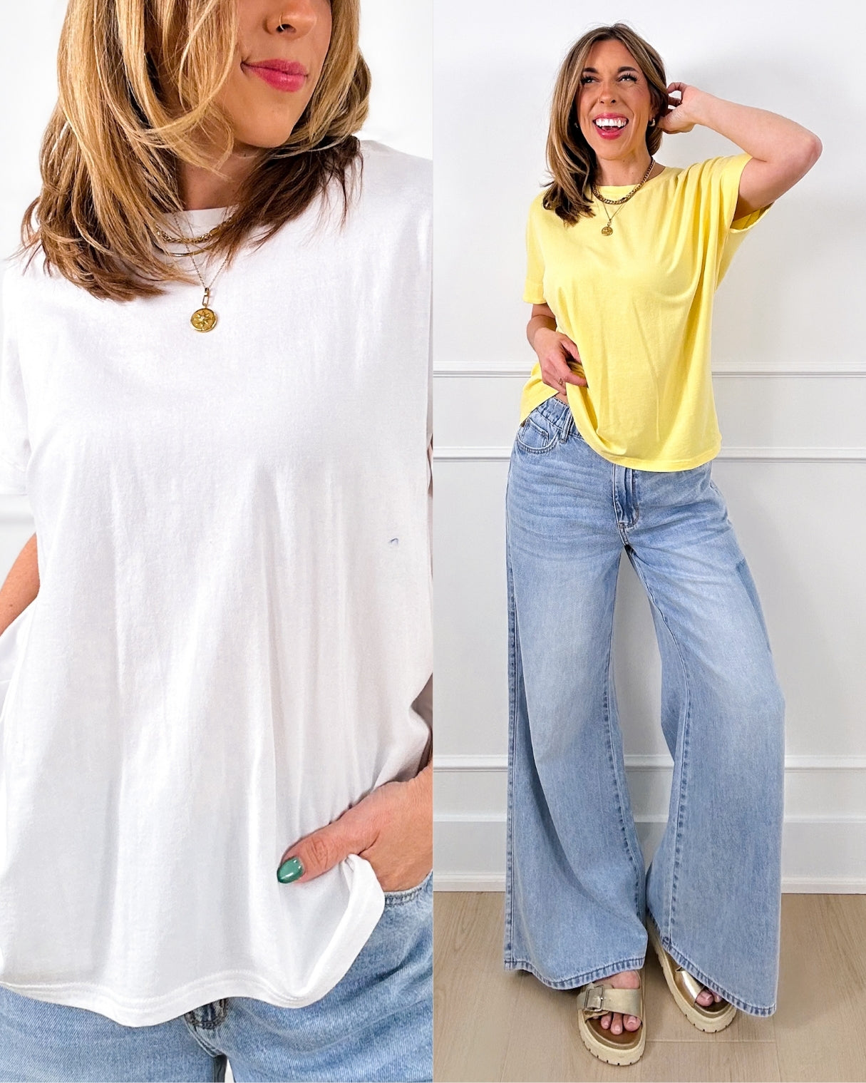 Cotton Blend Short Sleeve Round Neck Top