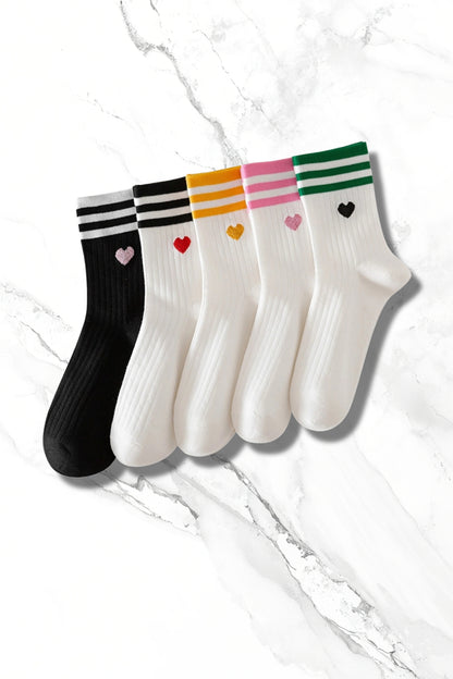 Double Stripe Print Crew Socks