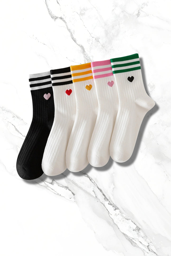 Double Stripe Print Crew Socks