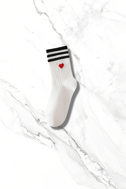 Double Stripe Print Crew Socks