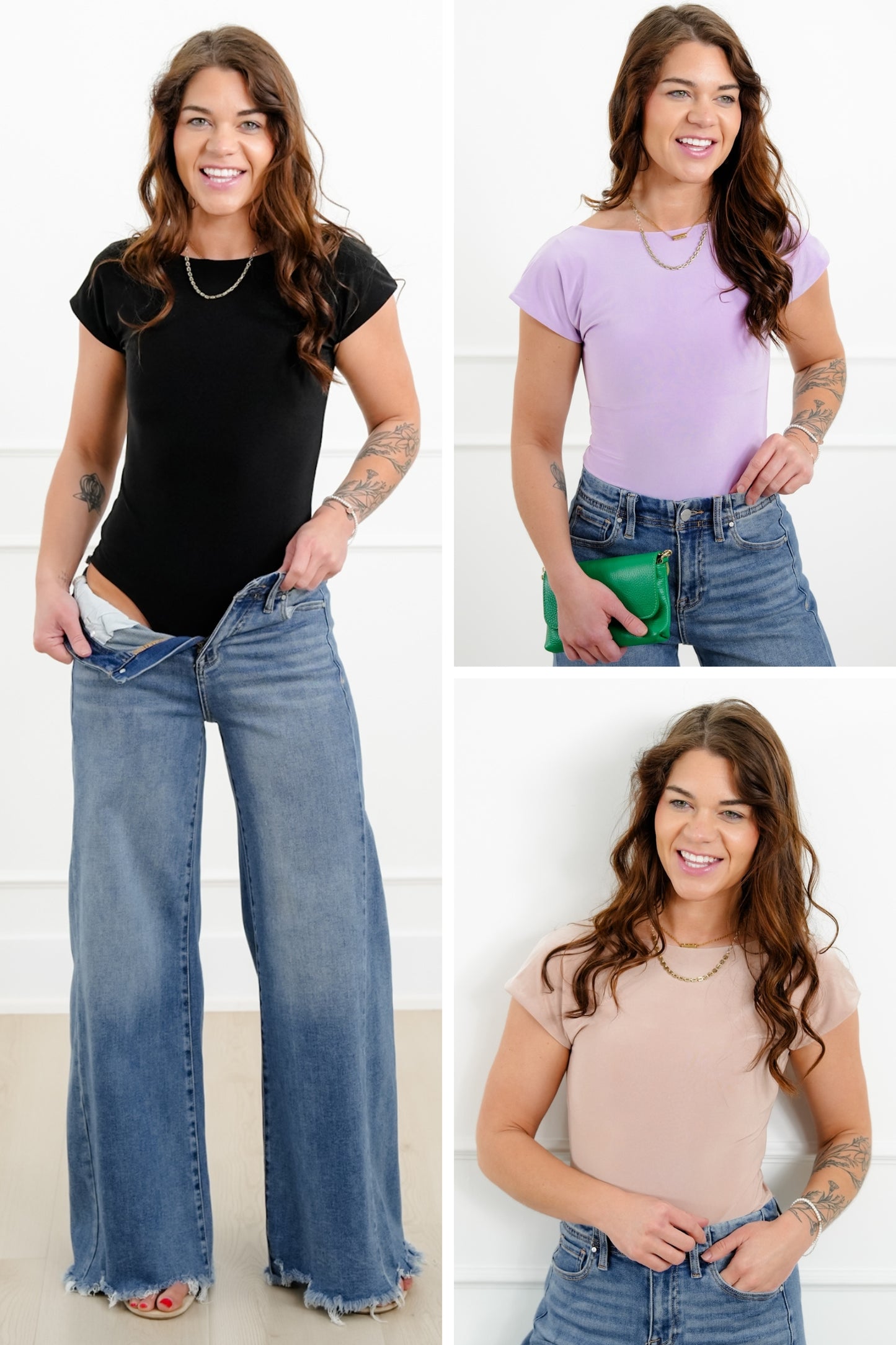 Round Neck Open Back Short Sleeve Body Suit