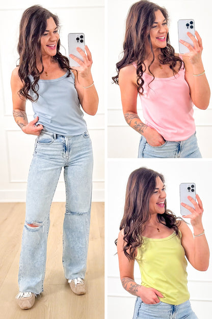 Solid Color Knit Cami Top