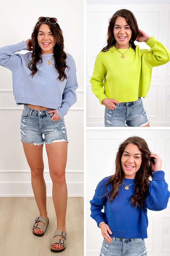 Ribbed Long Sleeve Round Neck Pullover Sweater