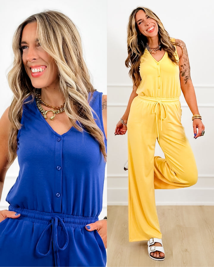 Solid Knit Sleeveless Tie at the Waist Jumpsuit