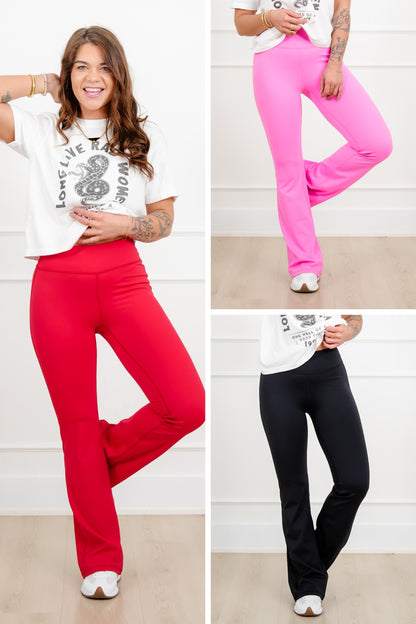 Solid Color Bootcut Butt-Lifting Yoga Pants