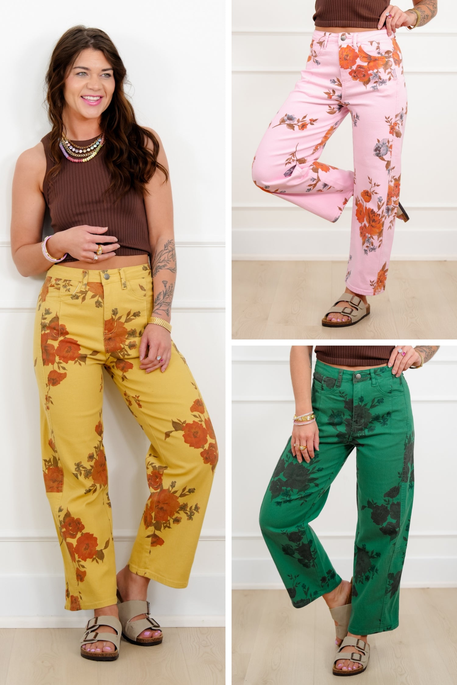 【新品】poppy Gold flower denim pants あさぎーにょ Super Low-Rise Ultra Wide Leg Poppy Jean