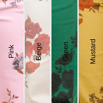 Floral Print Twill High Rise Barrel Pants