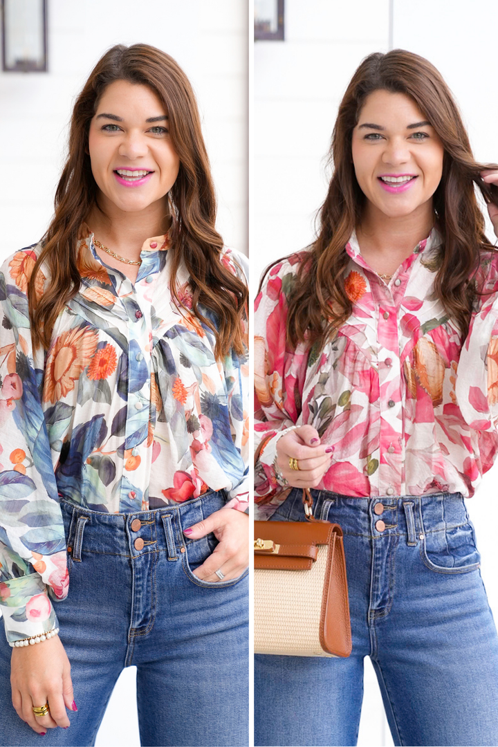 Floral print Long Sleeve Button Down