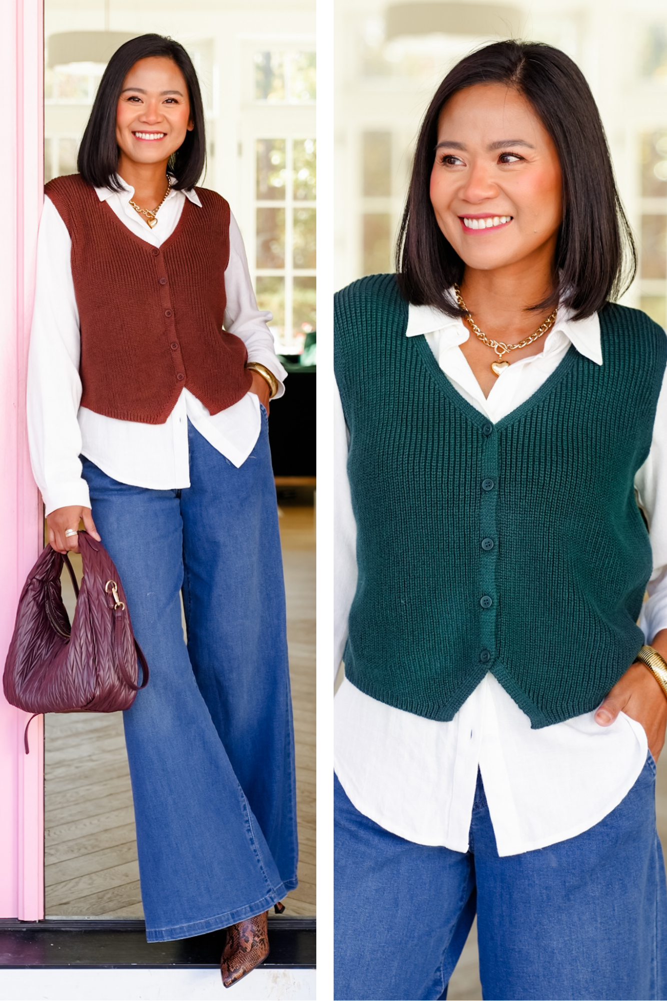 Solid Button Down Sweater Vest