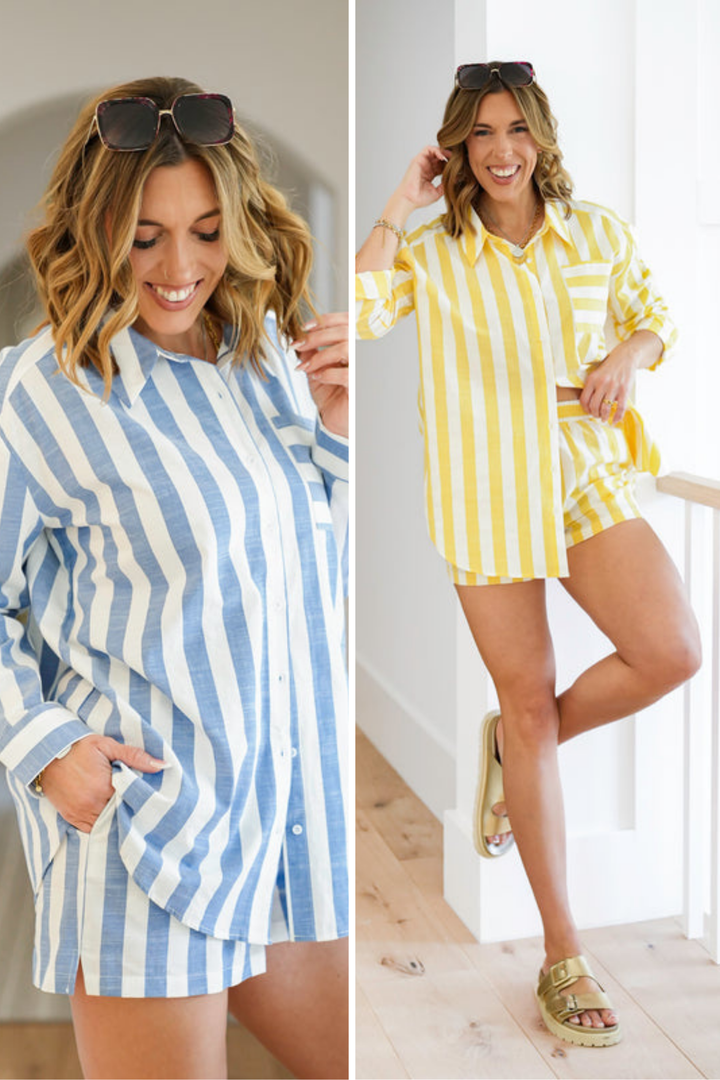 Stripe Long Sleeve Button Down Top