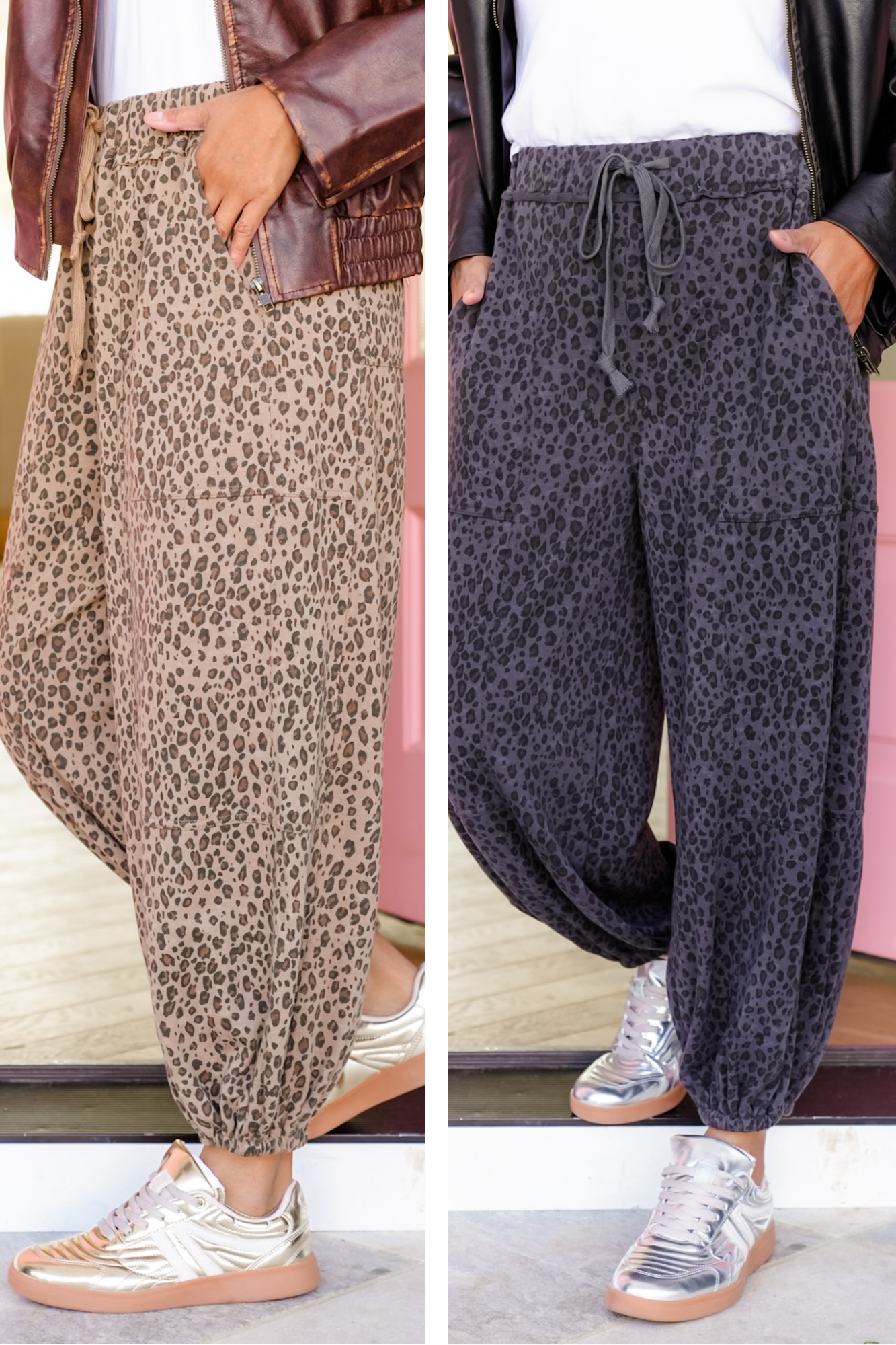 Animal Print Elastic Waist Jogger Pants