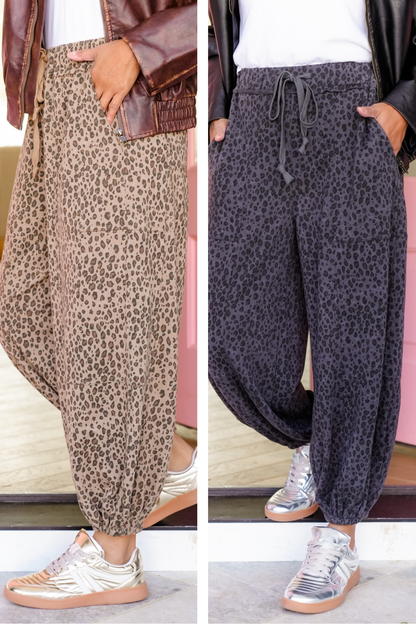 Animal Print Elastic Waist Jogger Pants