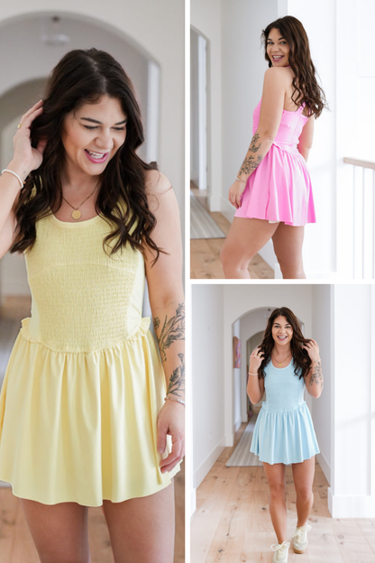 Smocked Sleeveless Criss Cross Back Active Romper