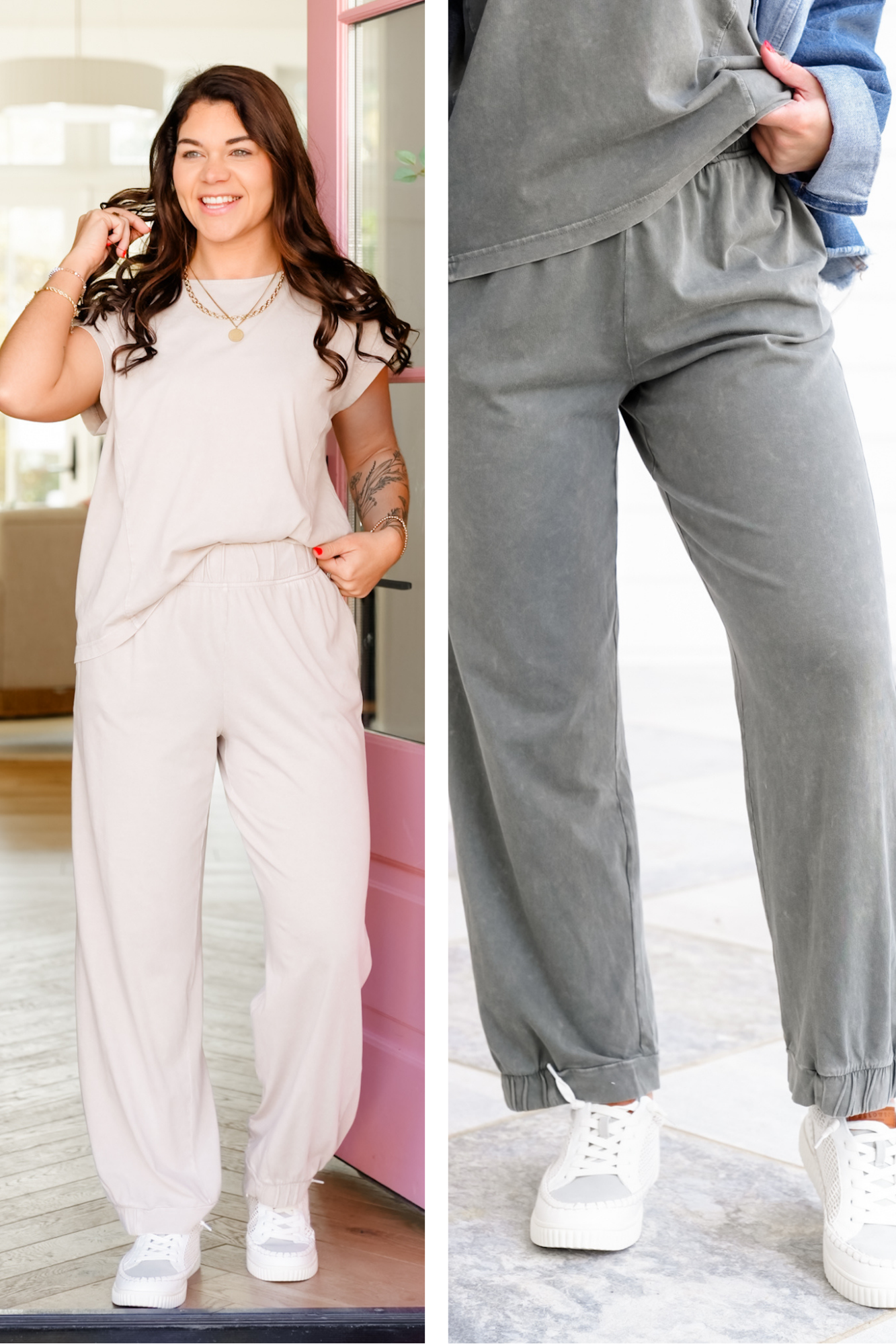 Mineral Washed Elastic Waist Lounge Pants