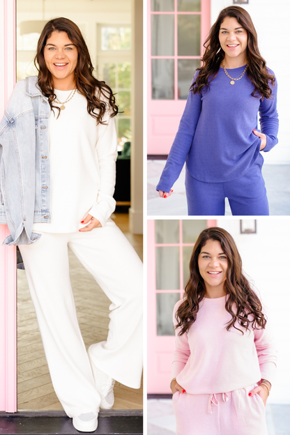 Brushed Waffle Knit Long Sleeve Top