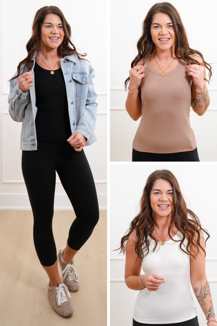 Scoop Neck Tank Top with Built-in Bra
