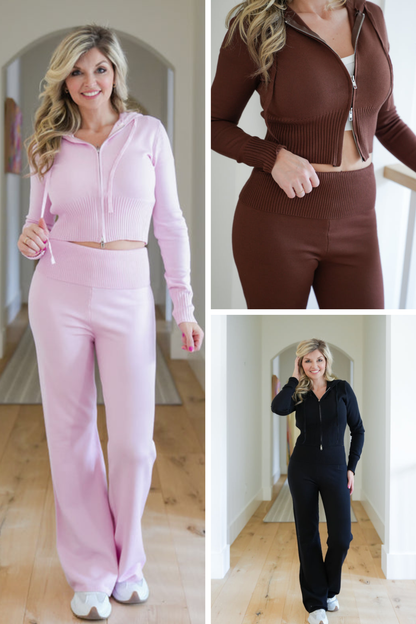 Long Sleeve Zip Up Hoodie and Pants Set