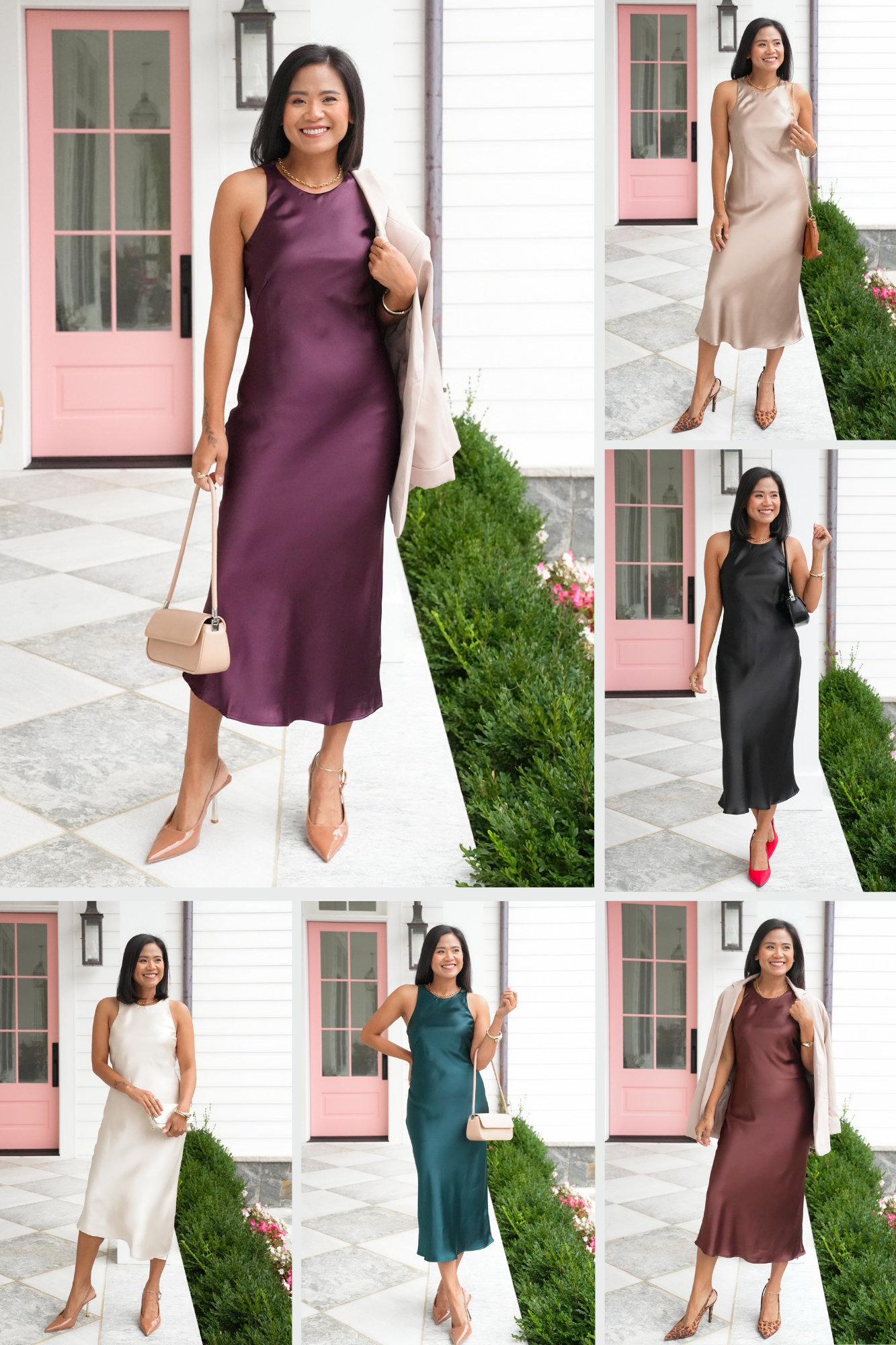Satin Sleeveless Round Neck Midi Dress