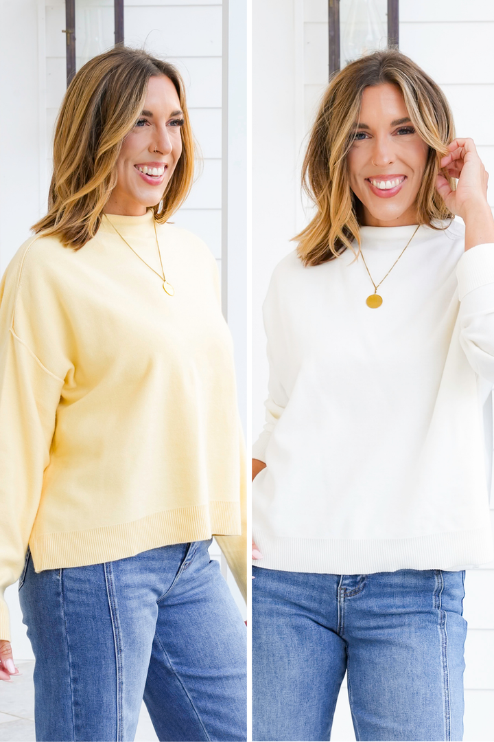 Long Sleeve Mock Neck Knit Sweater