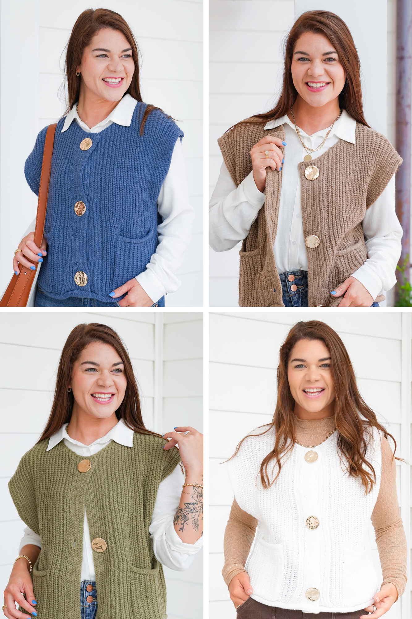 Large Metal Button Down Sweater Vest