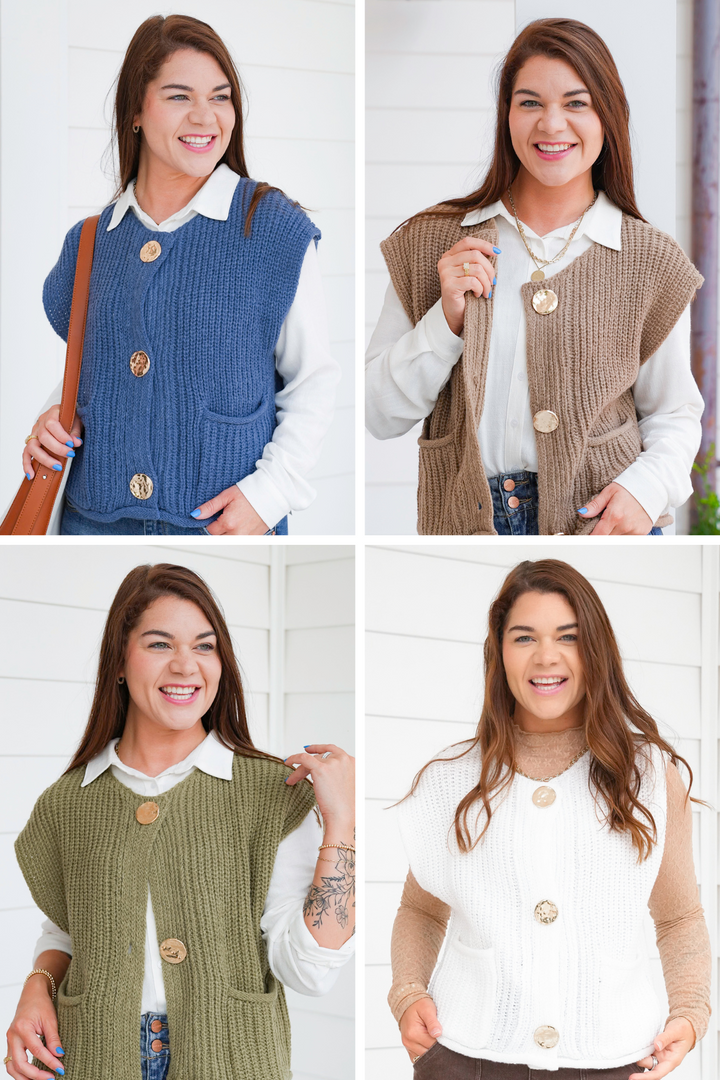 Large Metal Button Down Sweater Vest