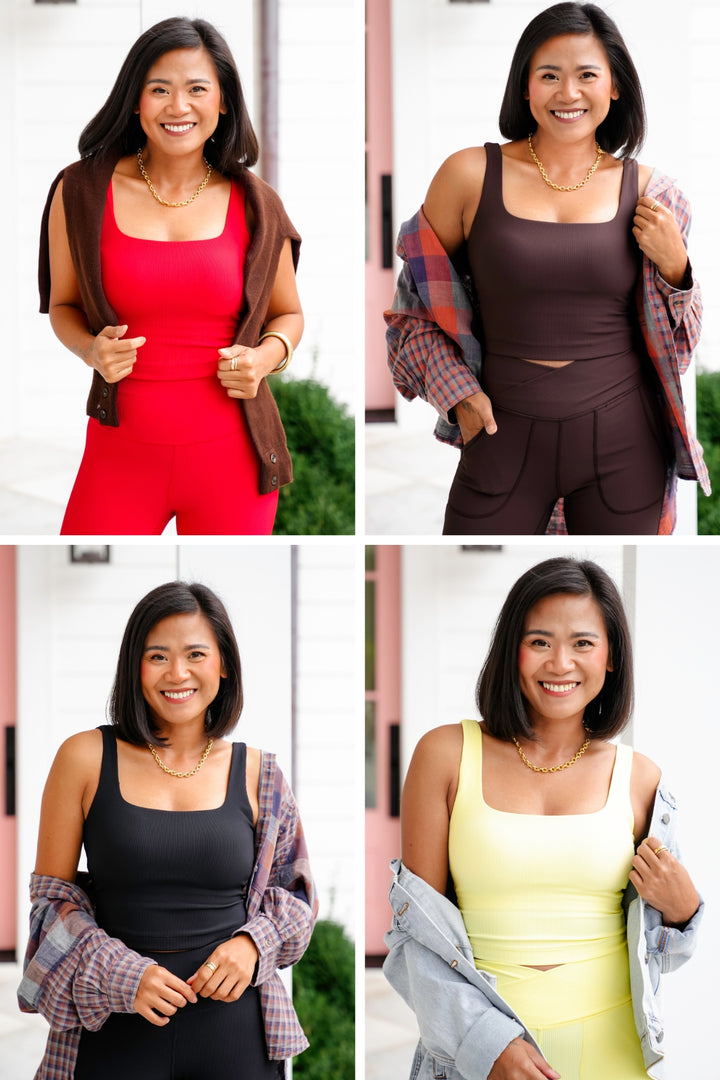 Ribbed Sleeveless Square Neck Crop Top