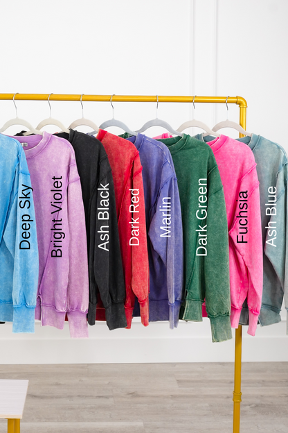 Door Busters! Plus/Reg Zenana Acid Wash Terry Exposed Seam Sweatshirt