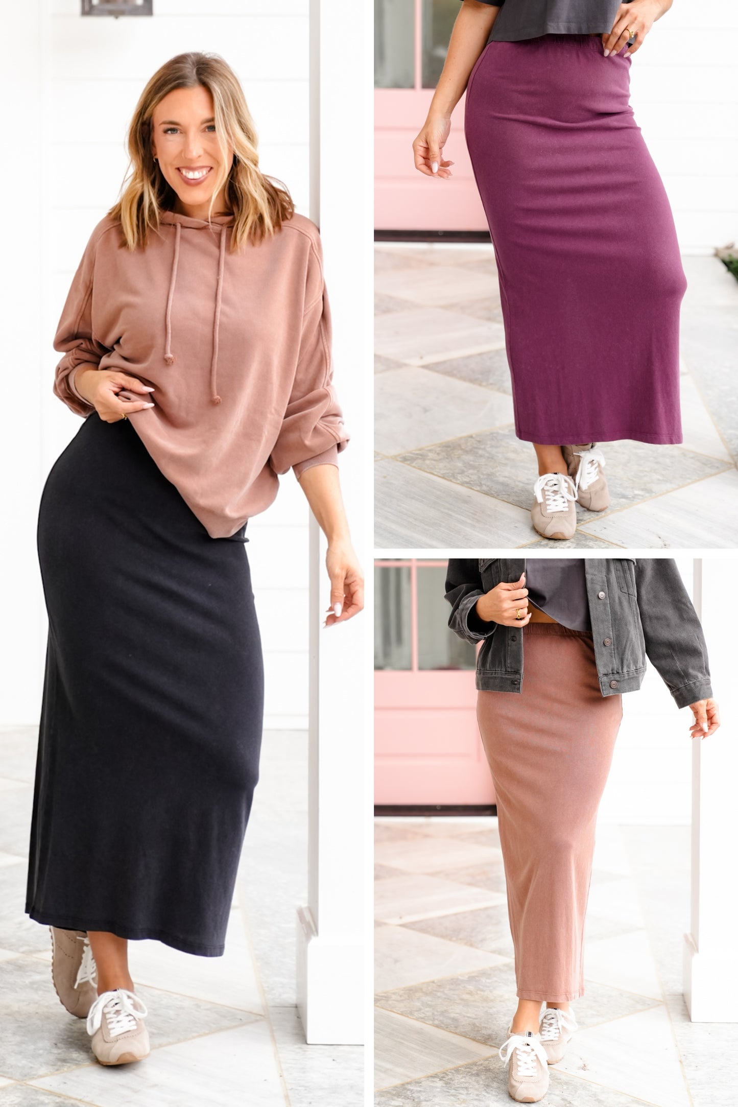 Mineral Wash Mid Rise Maxi Knit Skirt