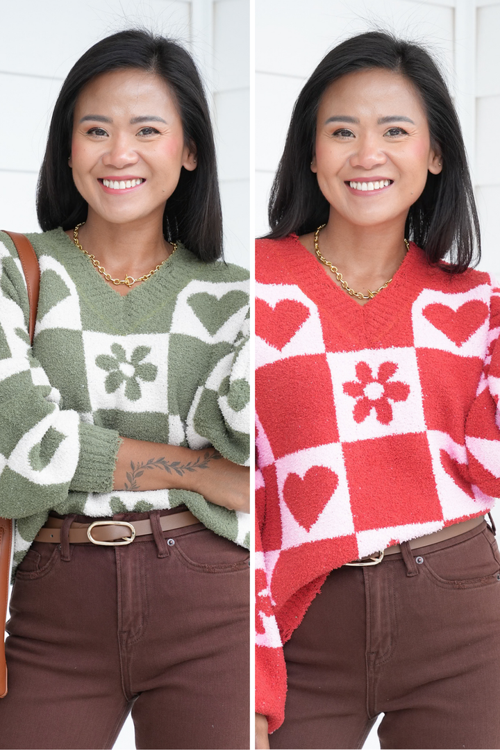 POL Long Sleeve V Neck Pullover Sweater Top