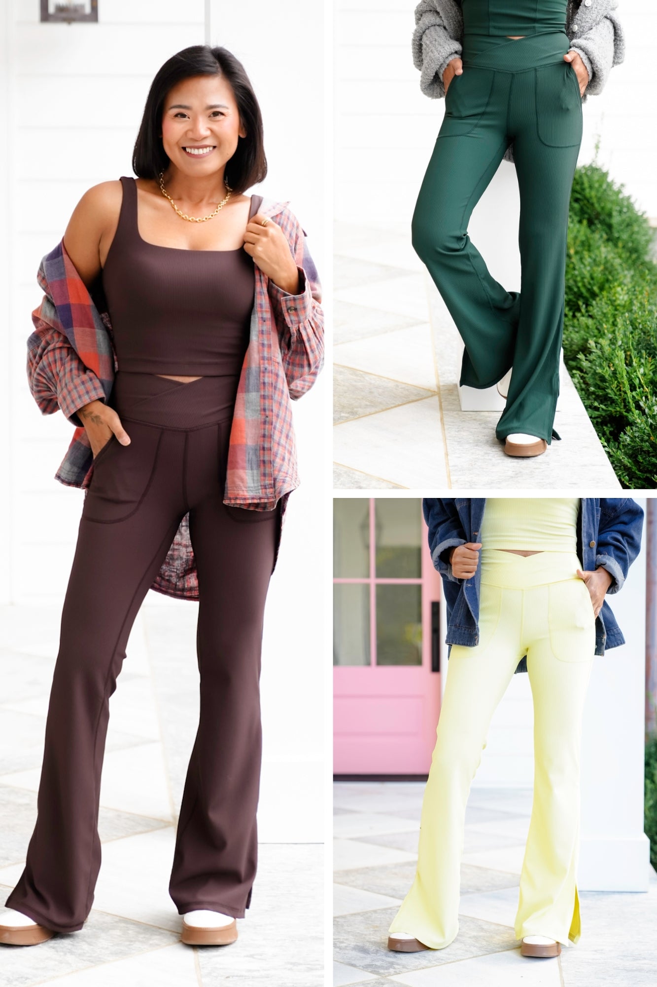 Ribbed V Waist Flared Leggings