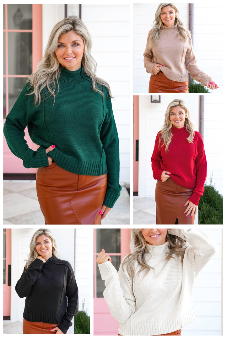 Long Sleeve Sweater with Reverse Seams