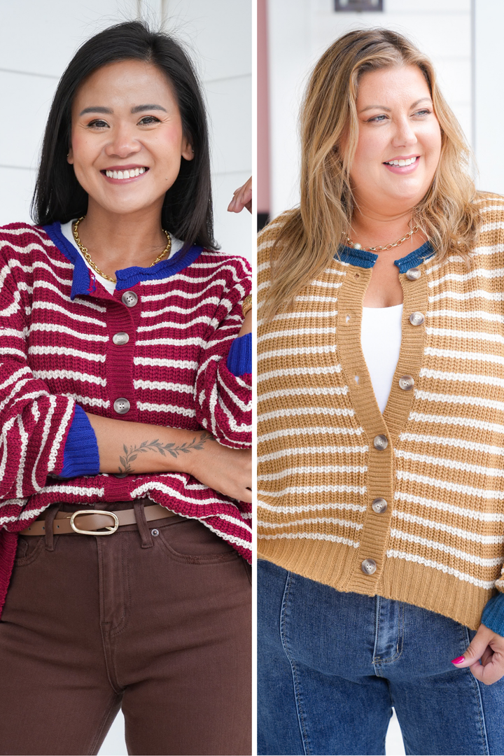Stripe Long Sleeve Button Down Cardigan