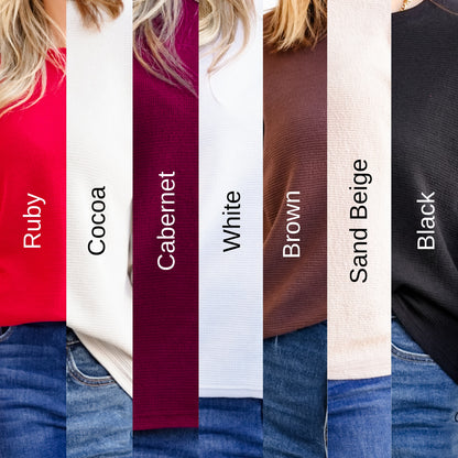 Poppy Day Door Buster! Zenana Double Knit Round Neck Long Sleeve Top