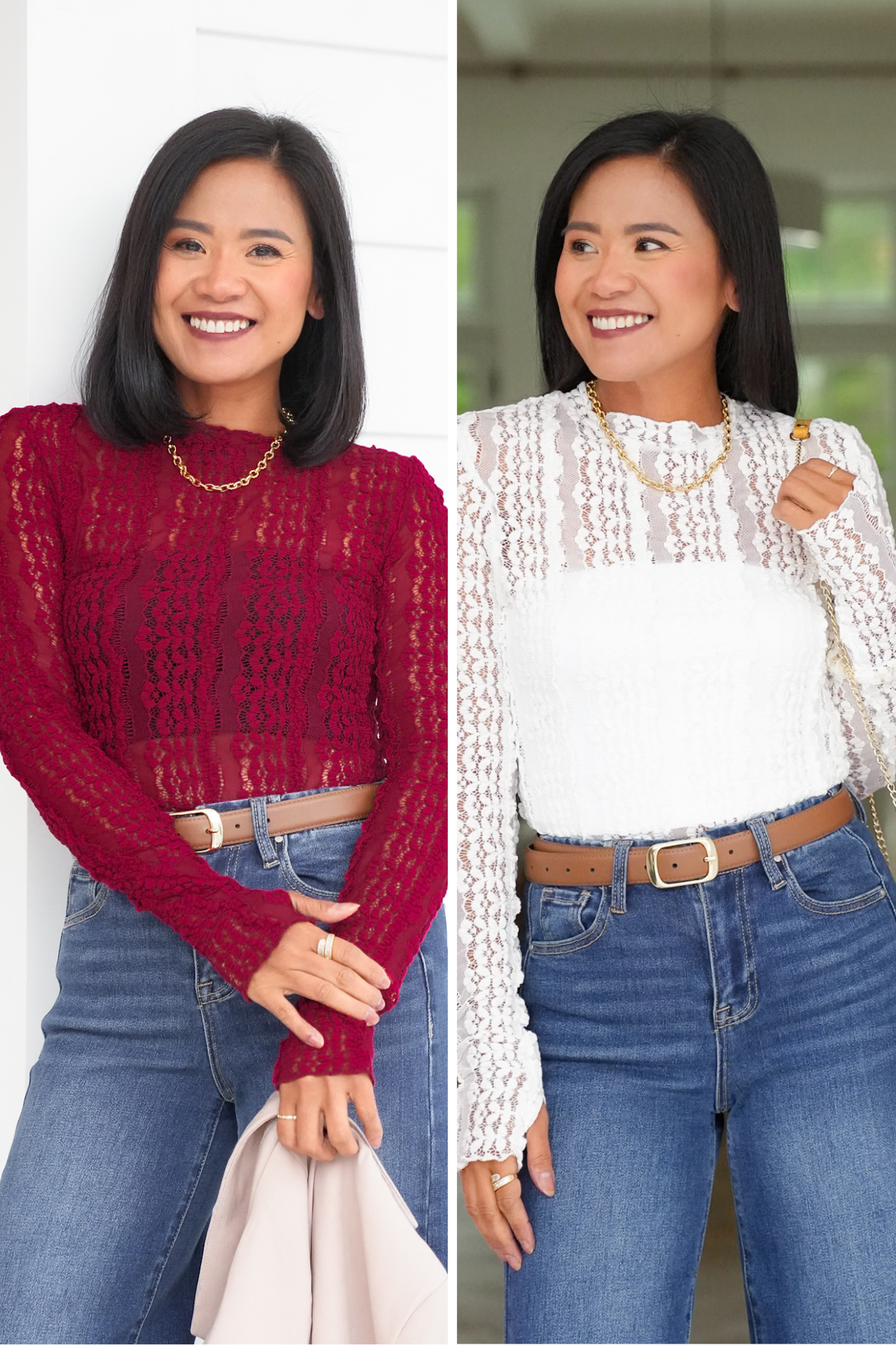 Lace Long Sleeve Top with Thumb Hole