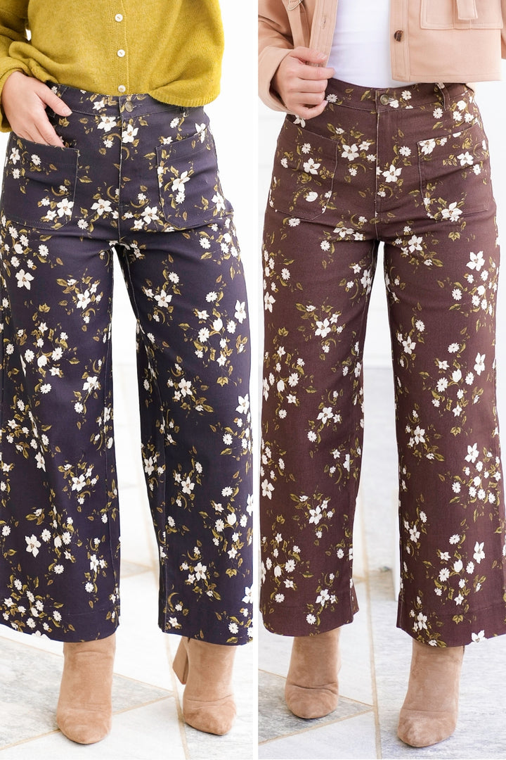 Floral High Waist Wide Leg Pants