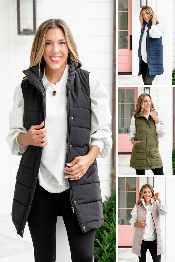 Plus/Reg Sleeveless Button Down Long Vest