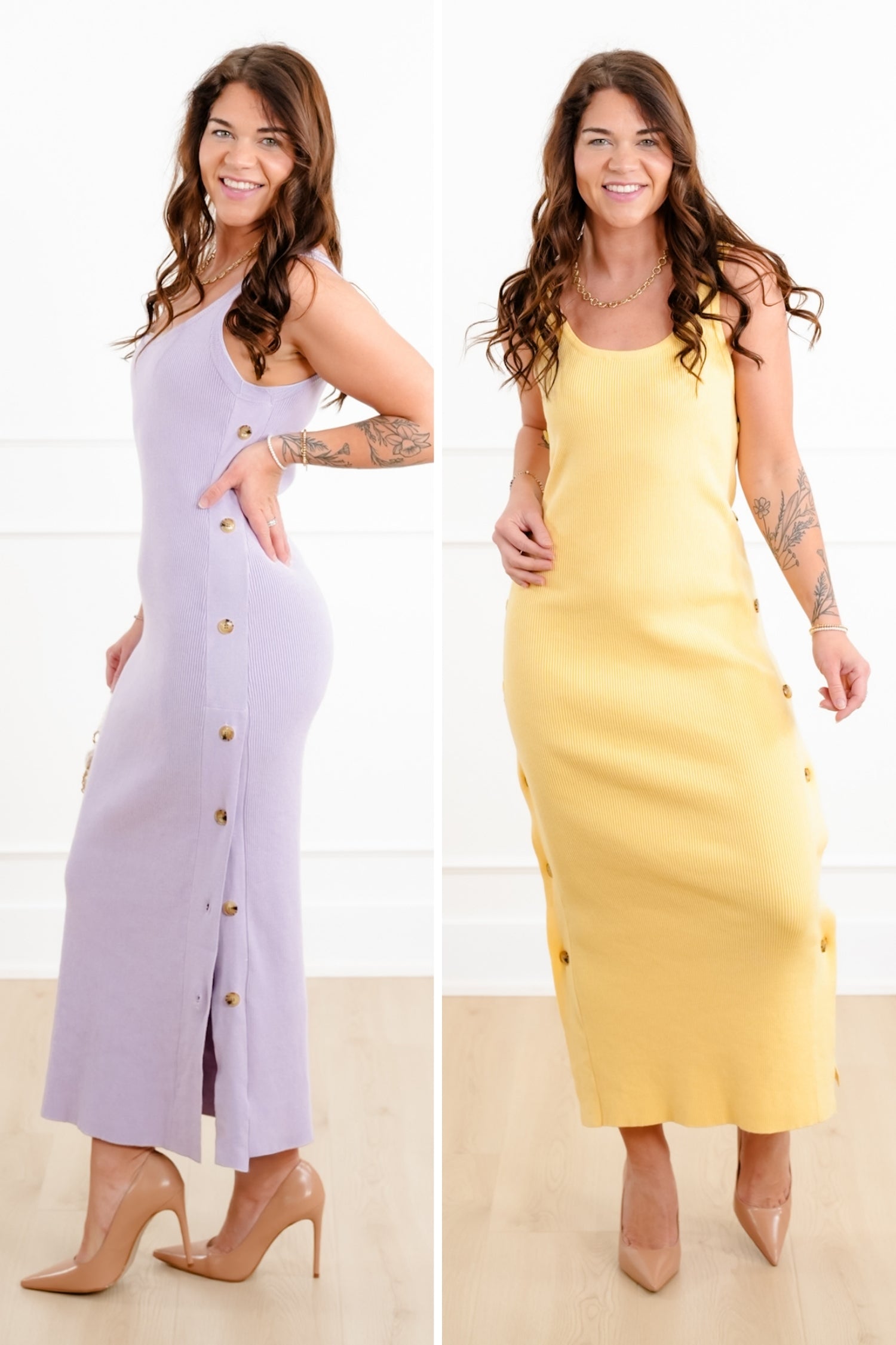 Ribbed Sleeveless Midi Sweater Dress with Button Accent – Freckled Poppy