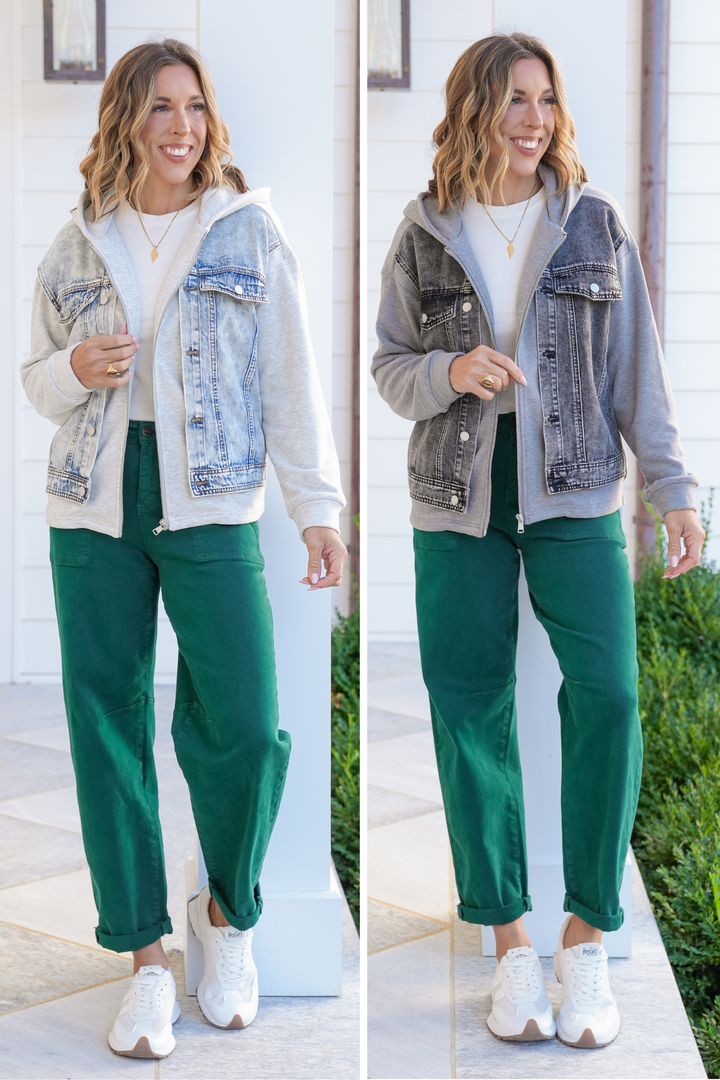 Long Sleeve Layered Hooded Jacket