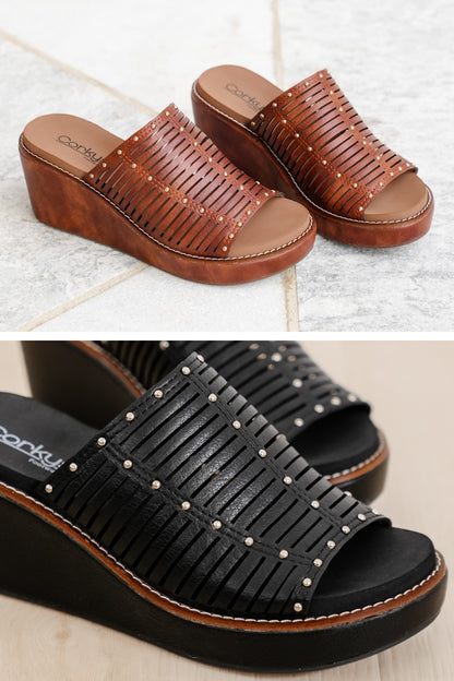 Corky's Much Better Studded Cutout Slide Wedge Sandal