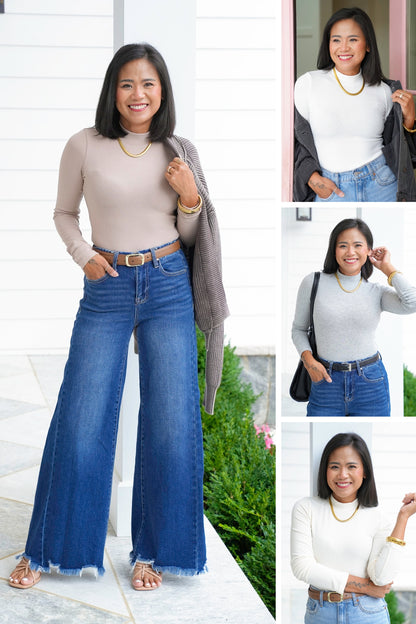 Long Sleeve Mock Neck Knit Top