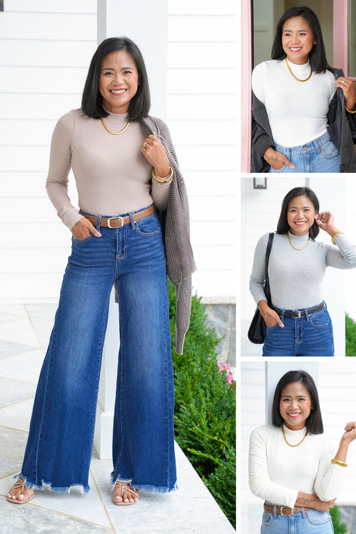 Long Sleeve Mock Neck Knit Top