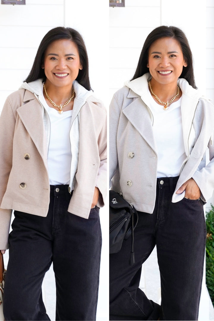 Long Sleeve Double Breasted Layered Jacket