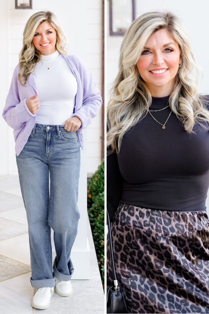 Knit Seamless Turtle Neck Long Sleeve Bodysuit