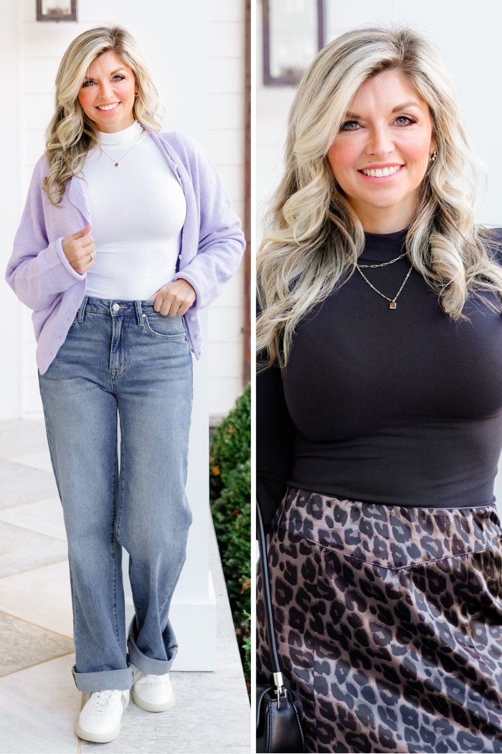 Knit Seamless Turtle Neck Long Sleeve Bodysuit