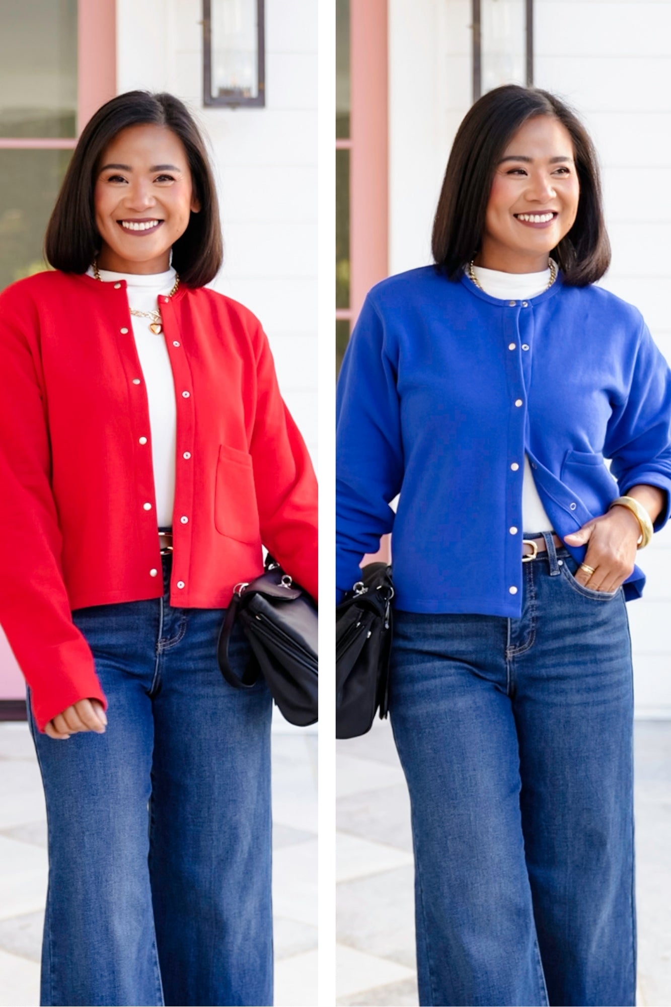 Solid Long Sleeve Snap Button Down Cardigan